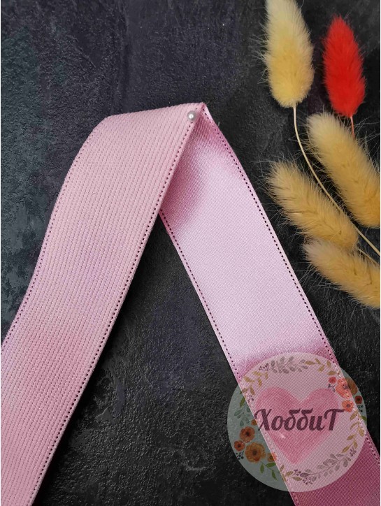 Лента двусторонняя вельвет/атлас 3,8см. (розовый)